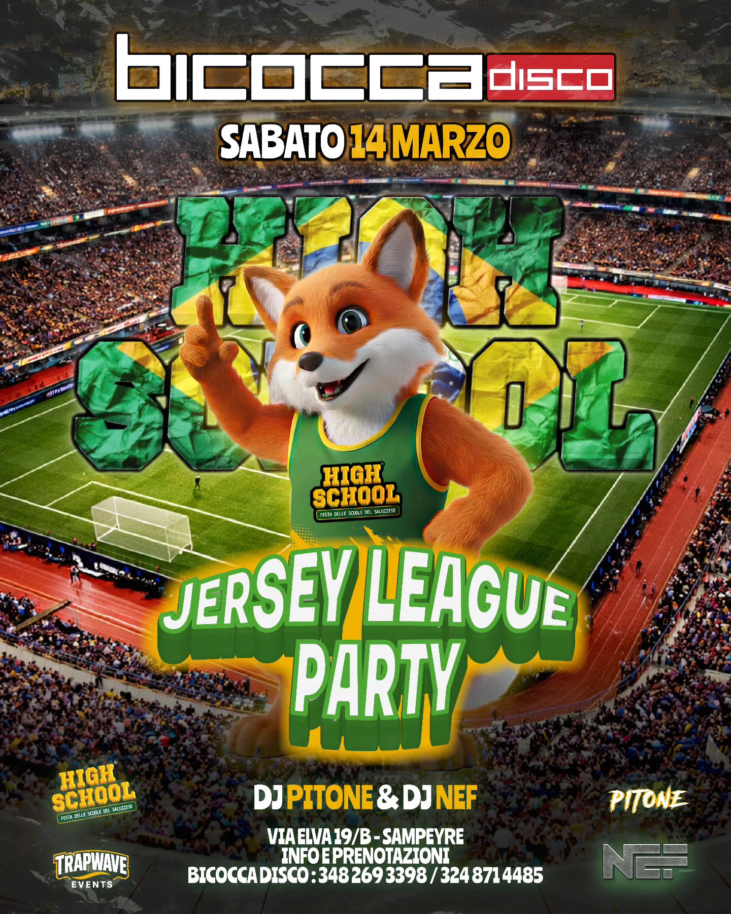 HIGH SCHOOL – Jersey league party – SABATO 14 MARZO